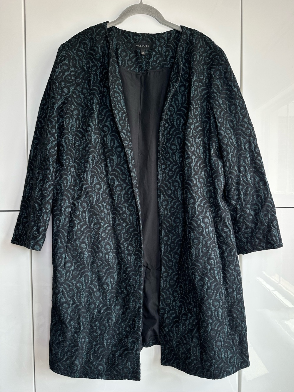 Talbots Lace Evening Jacket Teal Green with Black Lace Overlay Size 18 Dressy
